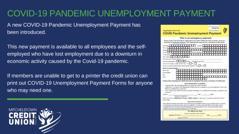 COVID-19 Pandemic Unemployment Payment – Mitchelstown Credit Union